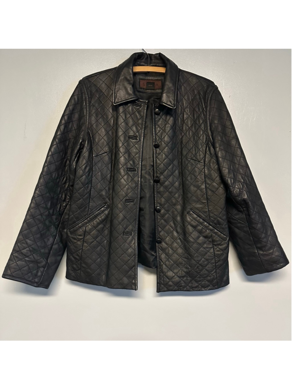 SIENA Black Quilted genuine Leather Jacket Size 12 medium